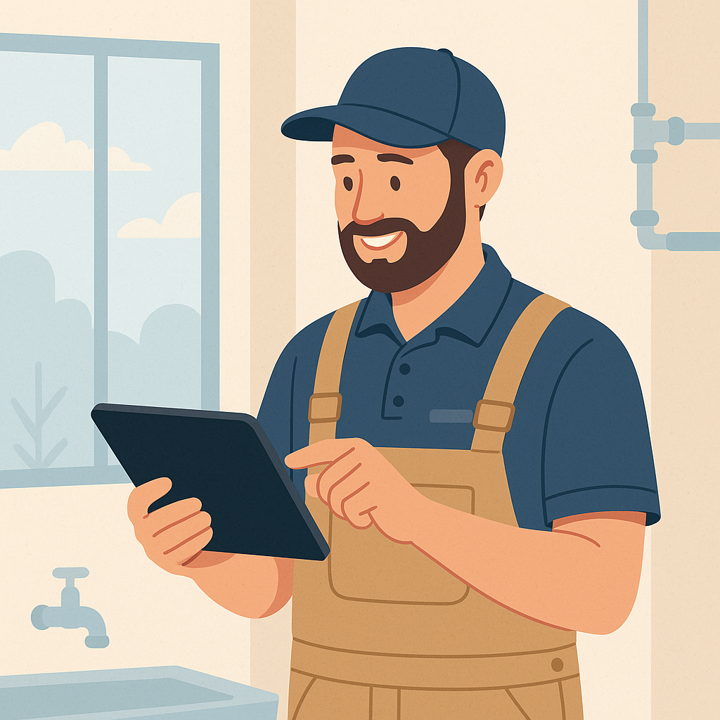 Technician using tablet